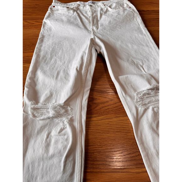 RE/done Originals 90s High Rise Ankle Crop Jeans In White Destroyed size 29 - Picture 11 of 11